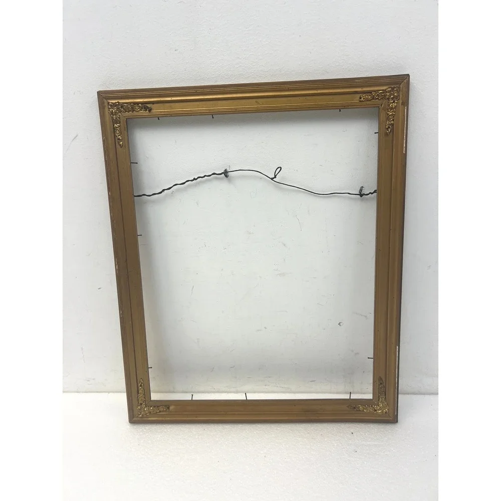 Antique Gold Gilt Picture Frame Ornate Vintage Wood Victorian Decor Fits 13x16